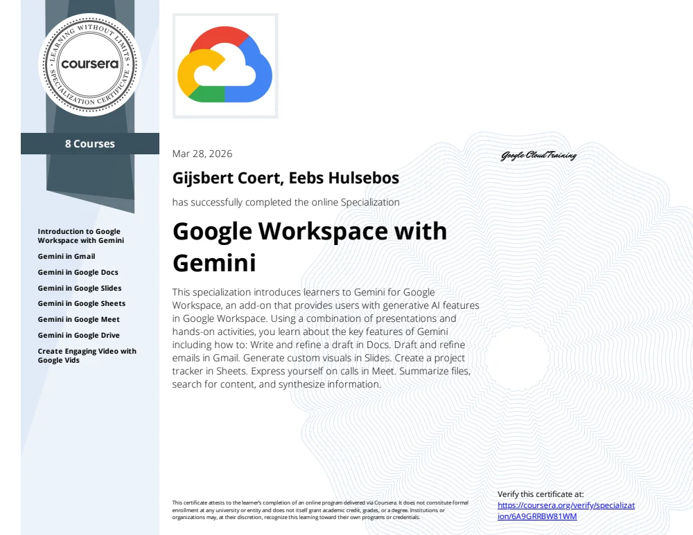 Google Workspace with Gemini Specialization